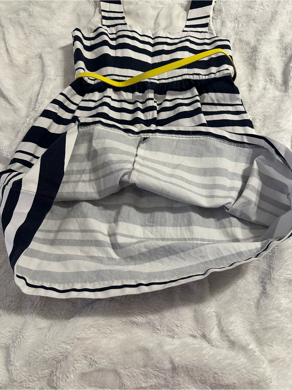 The Limited Navy and White Striped Sleeveless Dress with Yellow Belt - Picture 5 of 6